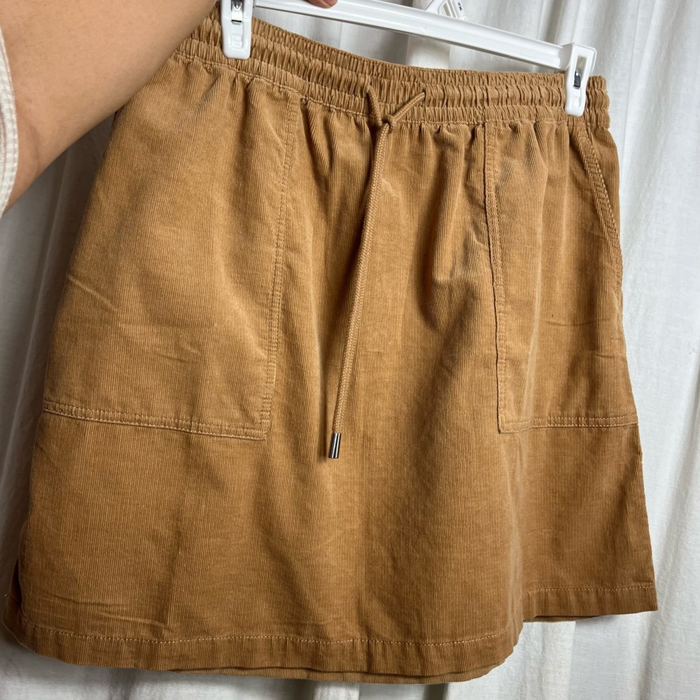 Ann Taylor LOFT Flare Jogger Skirt Camel Tan Corduroy Stretch Waist Womens XL